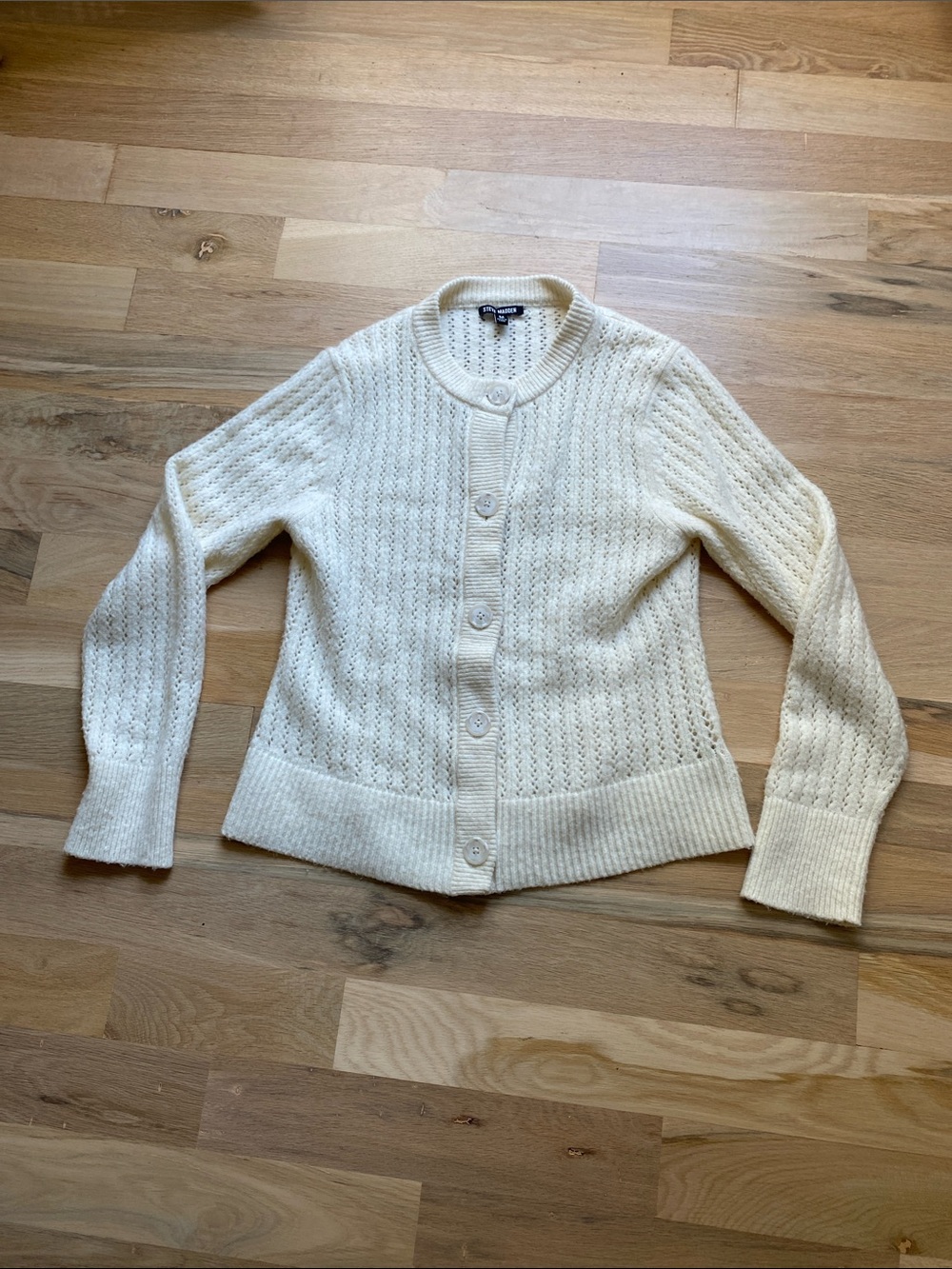 Steve Madden Cream Knit Button-Up Cardigan
